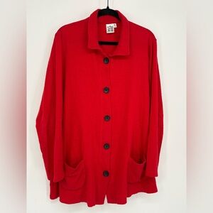 PARSLEY & SAGE Shirt Red Button-Front with Pockets Soft Cotton Blend Women’s XL